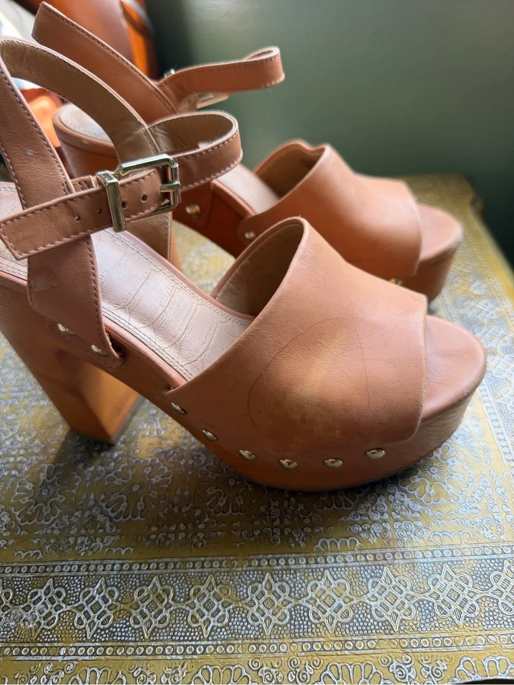 Gianni Bini Peach Platform Sandal with Ankle Strap